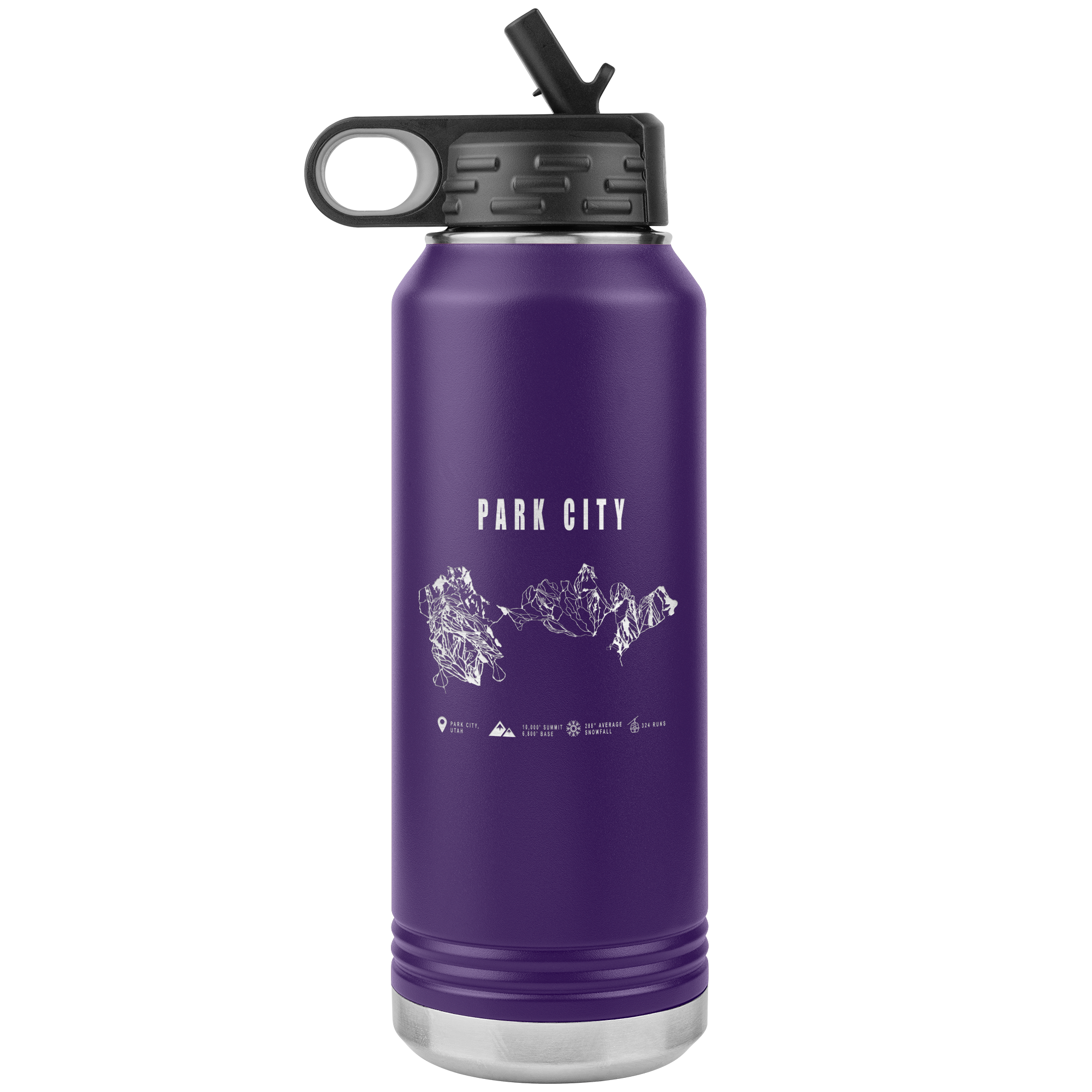 Park city,Utah Ski Trail Map 32oz Water Bottle Tumbler - Powderaddicts