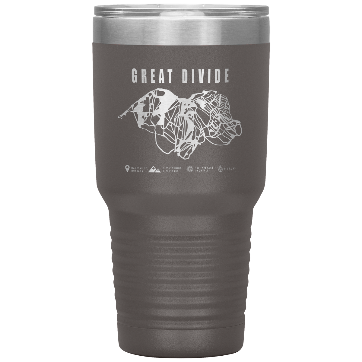 Great Divide Montana Ski Trail Map 30oz Tumbler - Powderaddicts