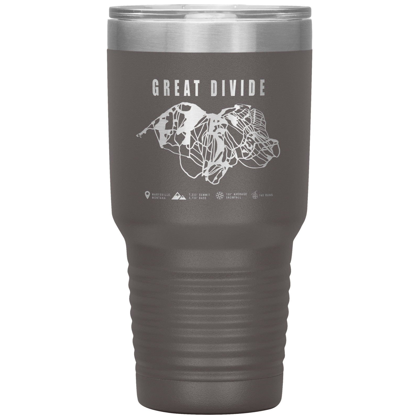 Great Divide Montana Ski Trail Map 30oz Tumbler - Powderaddicts