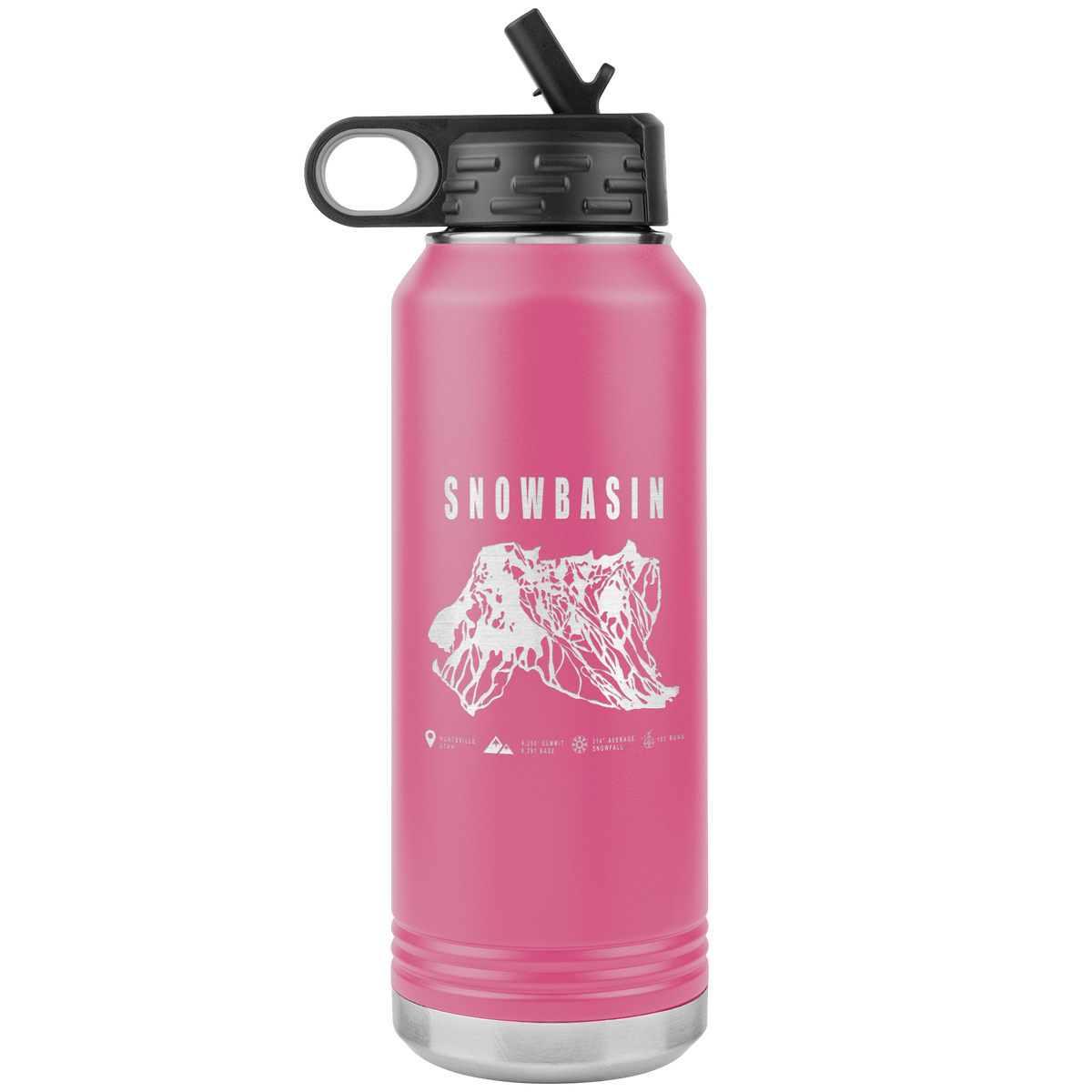 Snowbasin, Utah Ski Trail Map - 32oz Insulated Water Bottle - Powderaddicts