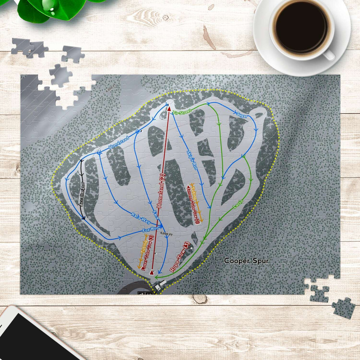 Cooper Spur Oregon Ski Trail Map Puzzle - Powderaddicts