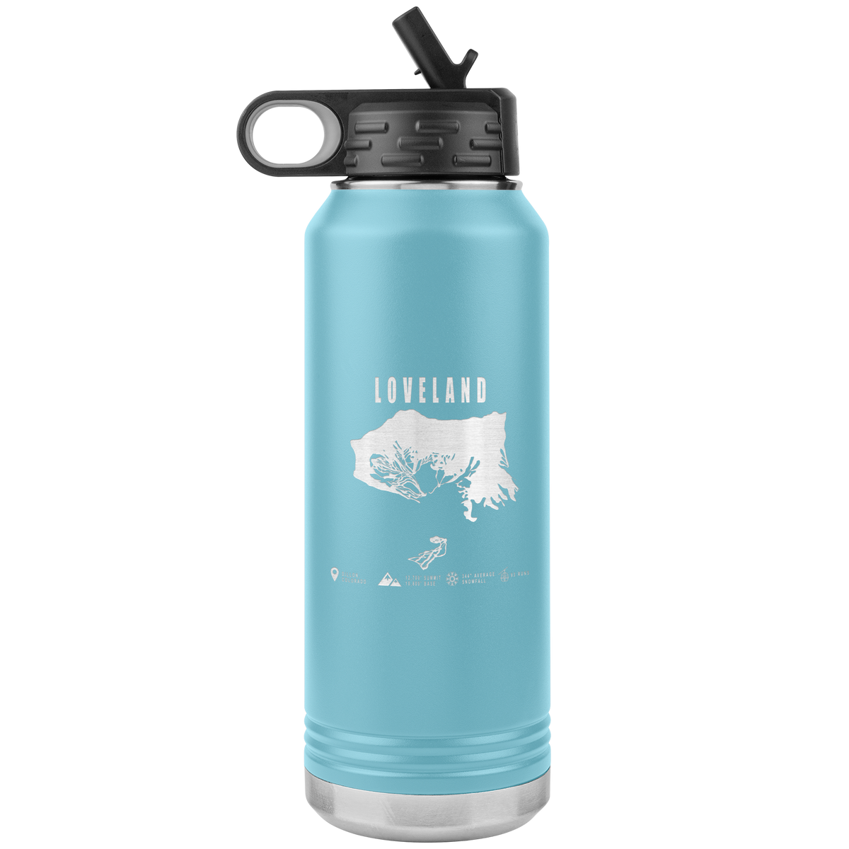Loveland Colorado Ski Trail Map 32oz Water Bottle Tumbler - Powderaddicts