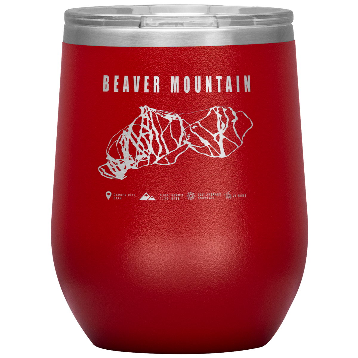 Beaver Mountain,Utah Ski Trail Map Wine 12oz Tumbler - Powderaddicts