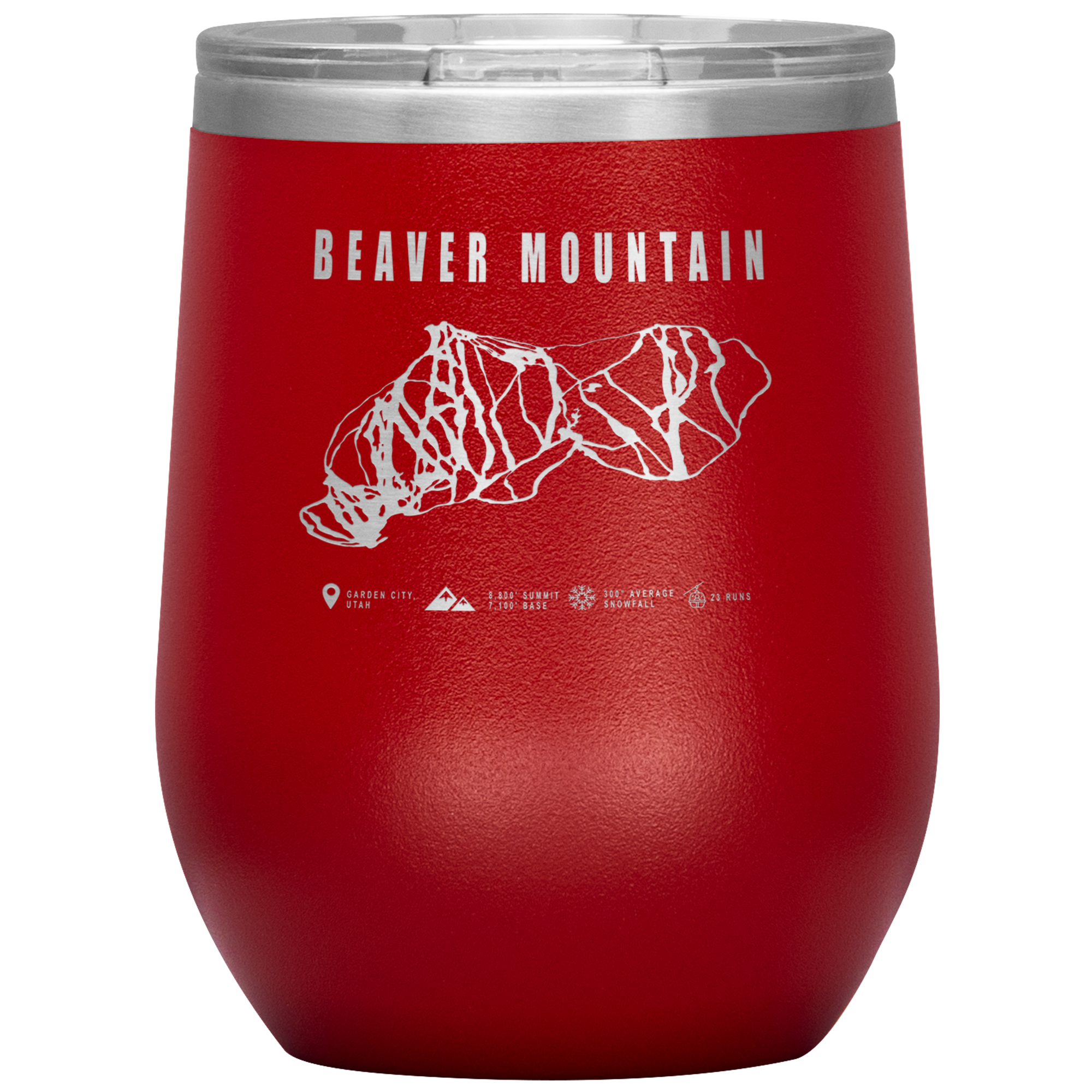 Beaver Mountain,Utah Ski Trail Map Wine 12oz Tumbler - Powderaddicts