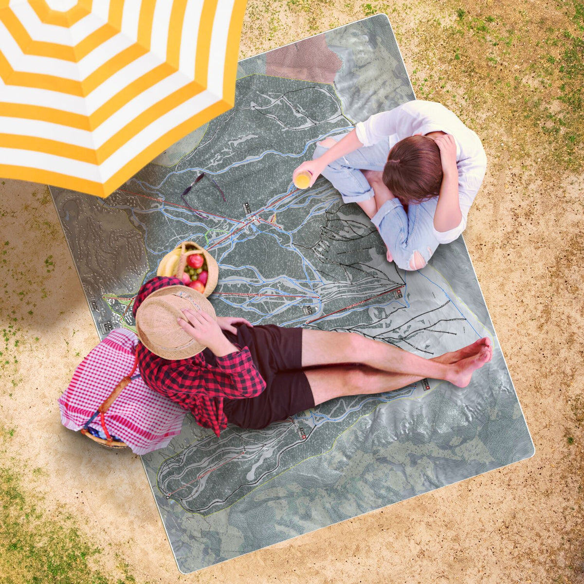 Snowmass, Colorado Ski Resort Map Printed Beach Towel - Powderaddicts