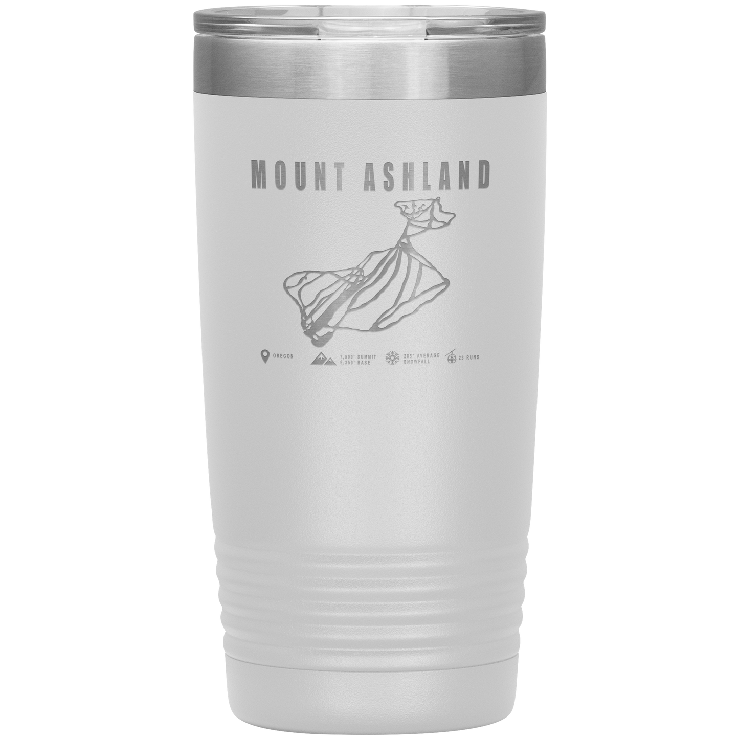 Mount Ashland, Oregon Ski Trail Map 20oz Tumbler - Powderaddicts