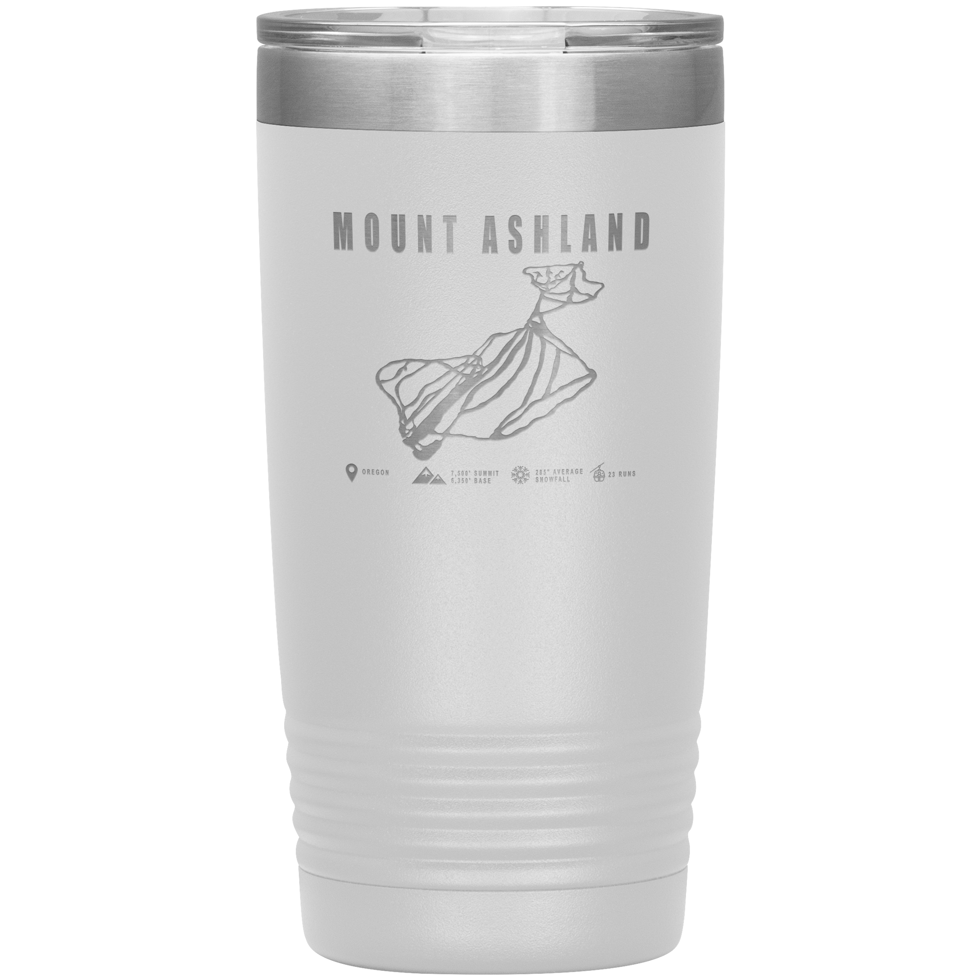 Mount Ashland, Oregon Ski Trail Map 20oz Tumbler - Powderaddicts