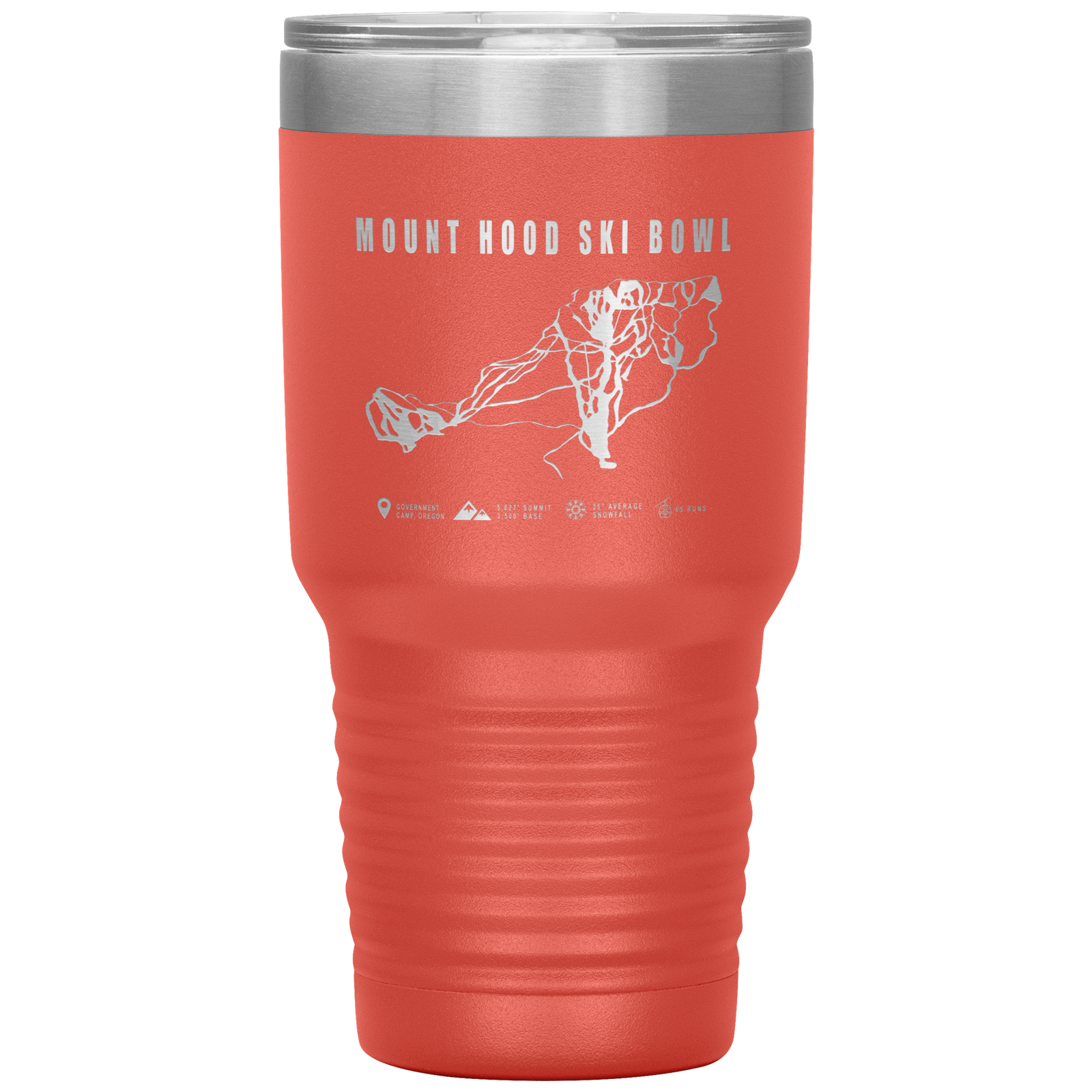 Mount Hood Ski Bowl, Oregon Ski Trail Map 30oz Tumbler - Powderaddicts