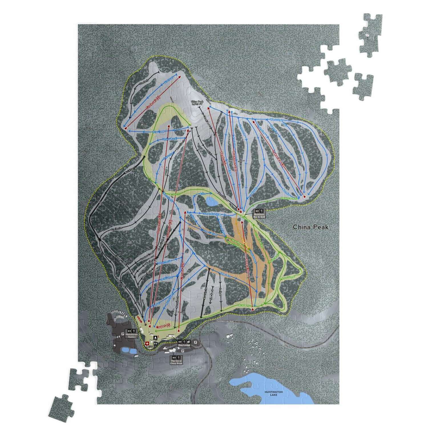 China Peak, California Ski Trail Map Puzzle - Powderaddicts