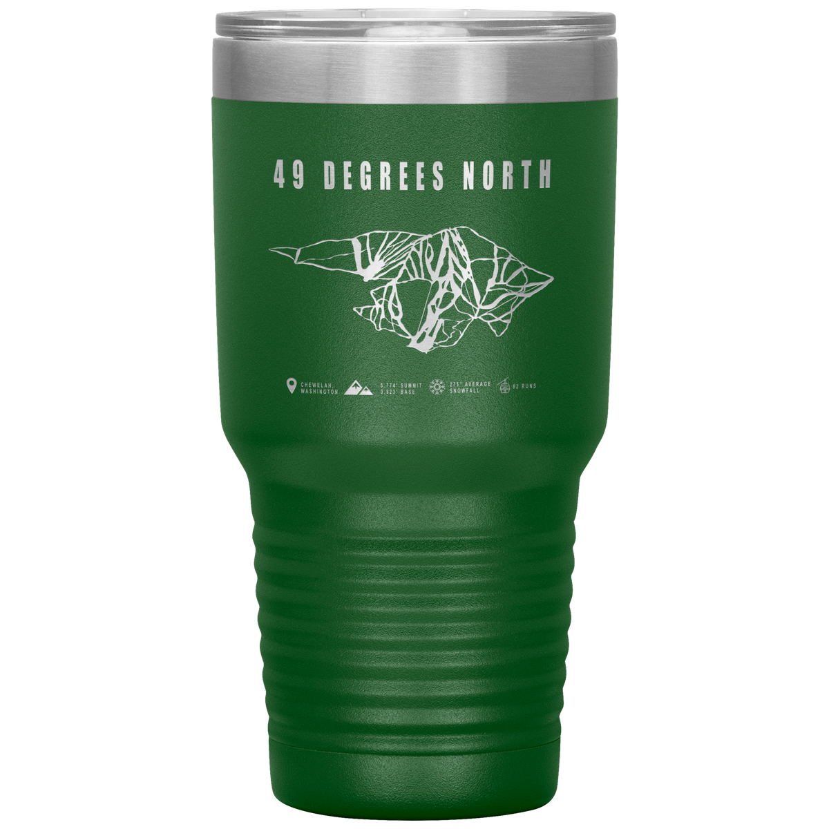 49 Degrees North, Washington Ski Trail Map 30oz Tumbler - Powderaddicts