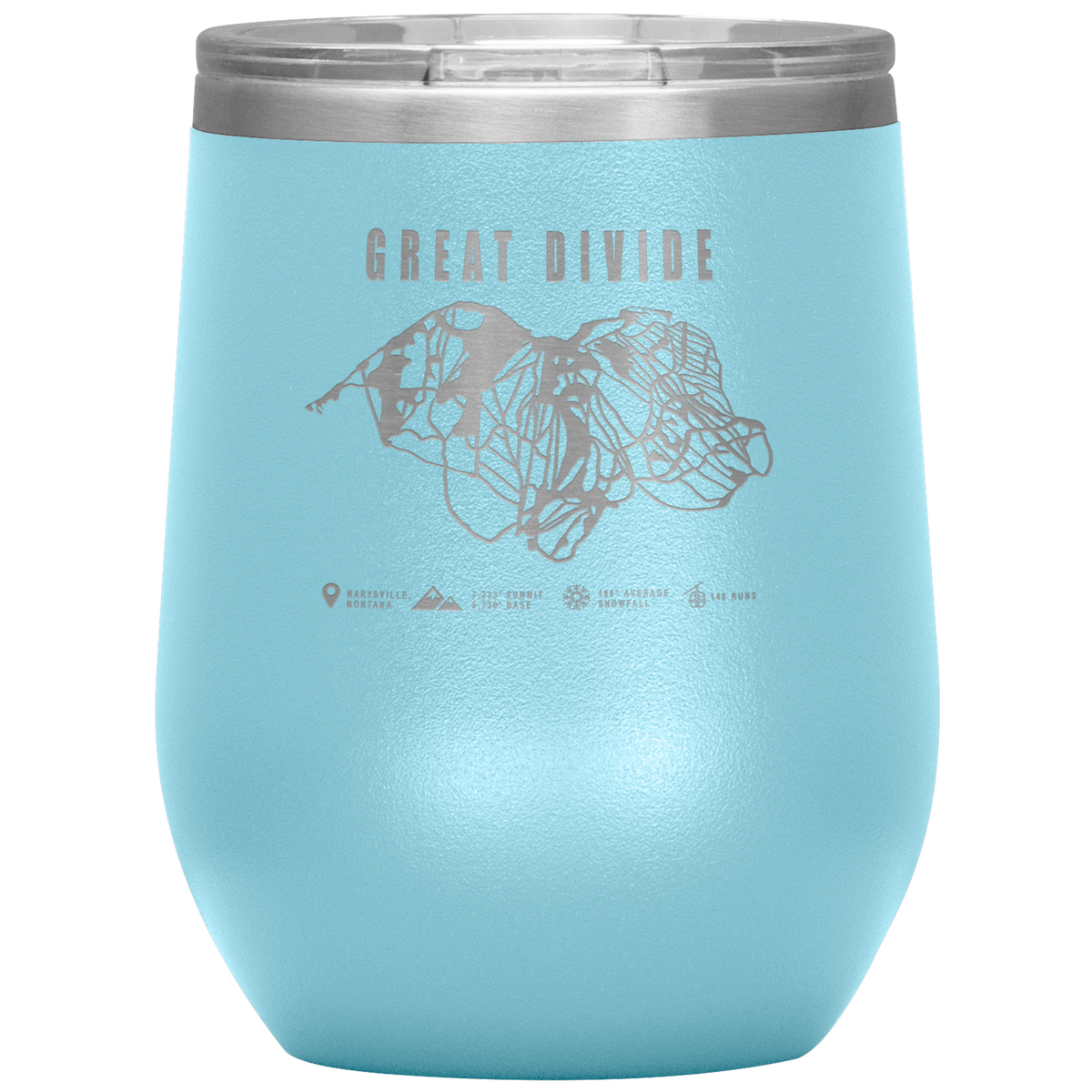 Great Divide Montana Ski Trail Map Wine 12oz Tumbler - Powderaddicts