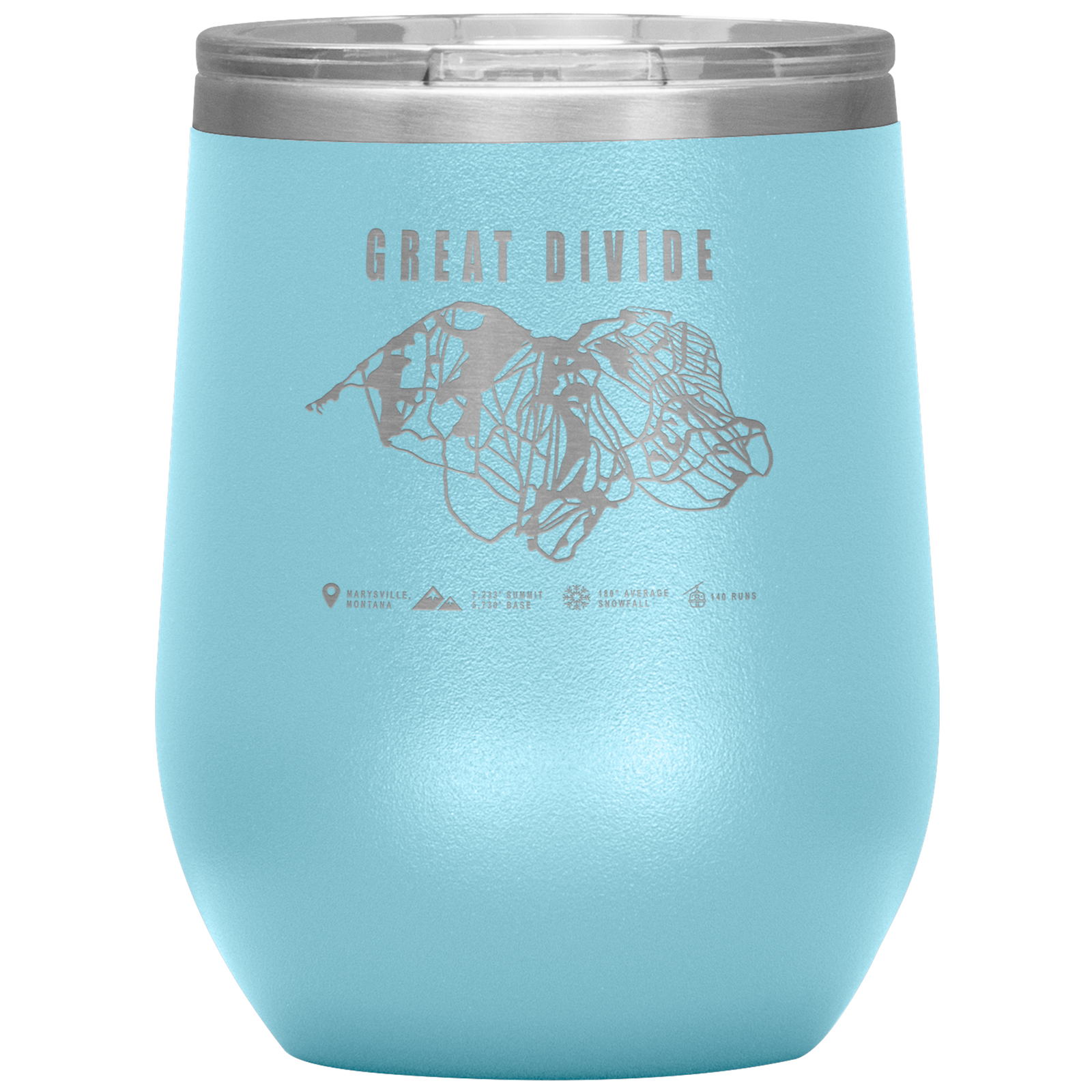 Great Divide Montana Ski Trail Map Wine 12oz Tumbler - Powderaddicts