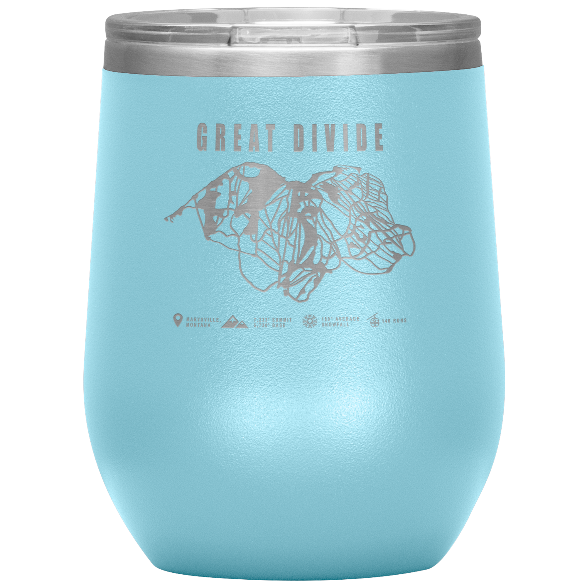 Great Divide Montana Ski Trail Map Wine 12oz Tumbler - Powderaddicts