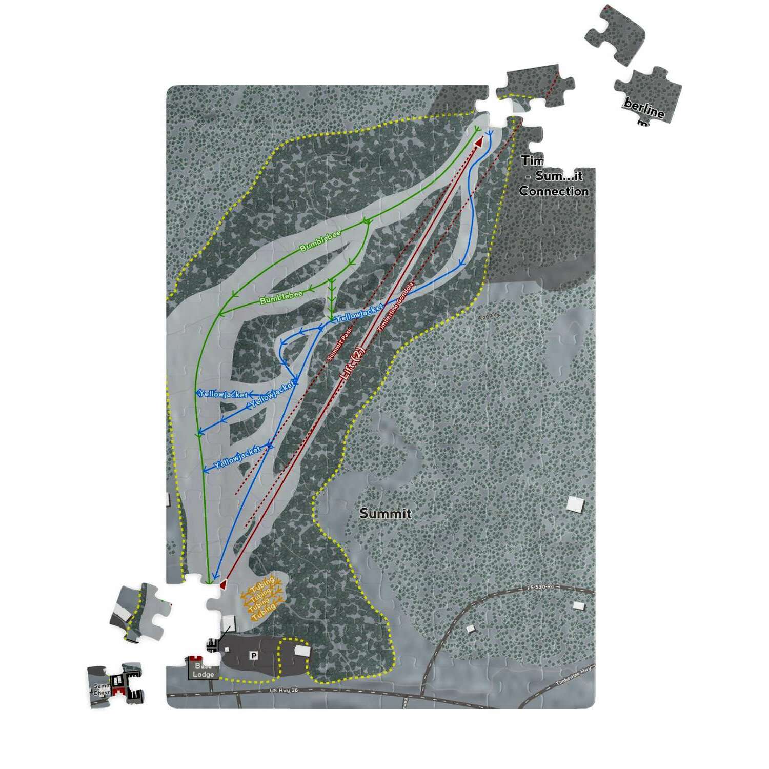 Summit, Oregon Ski Trail Map Puzzle - Powderaddicts