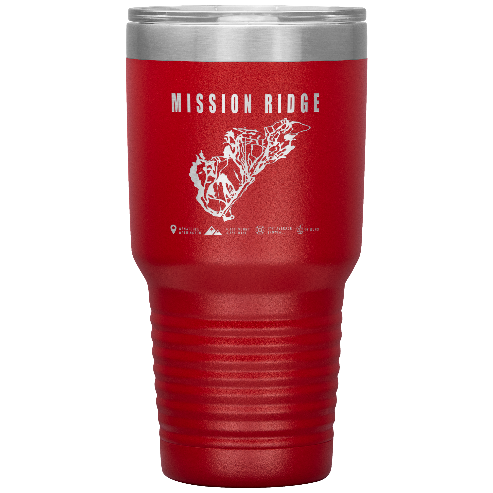 Mission Ridge, Washington Ski Trail Map 30oz Tumbler - Powderaddicts