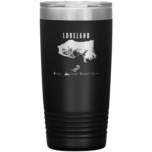 Loveland Colorado Ski Trail Map 20oz Tumbler - Powderaddicts