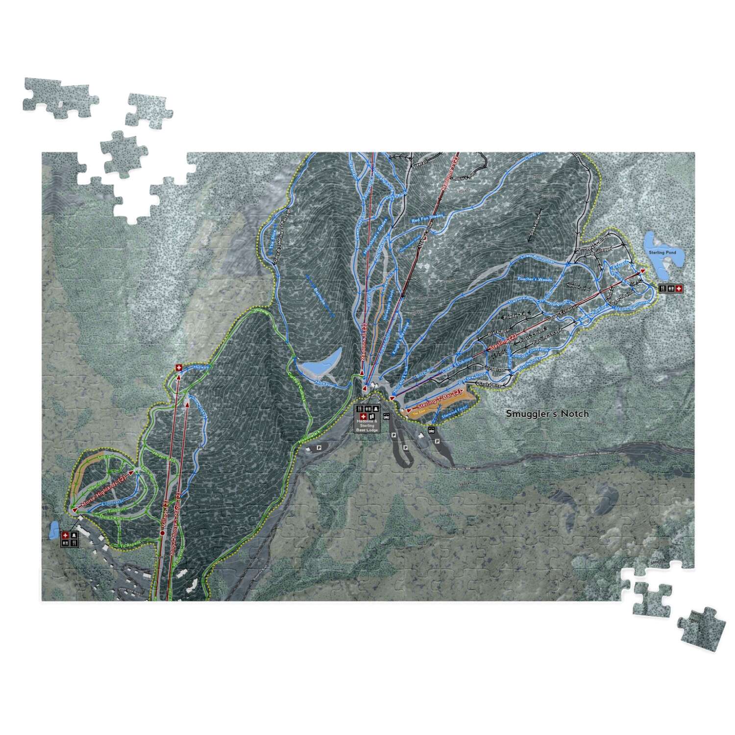 Smugglers Notch Vermont Ski Trail Map Puzzle - Powderaddicts