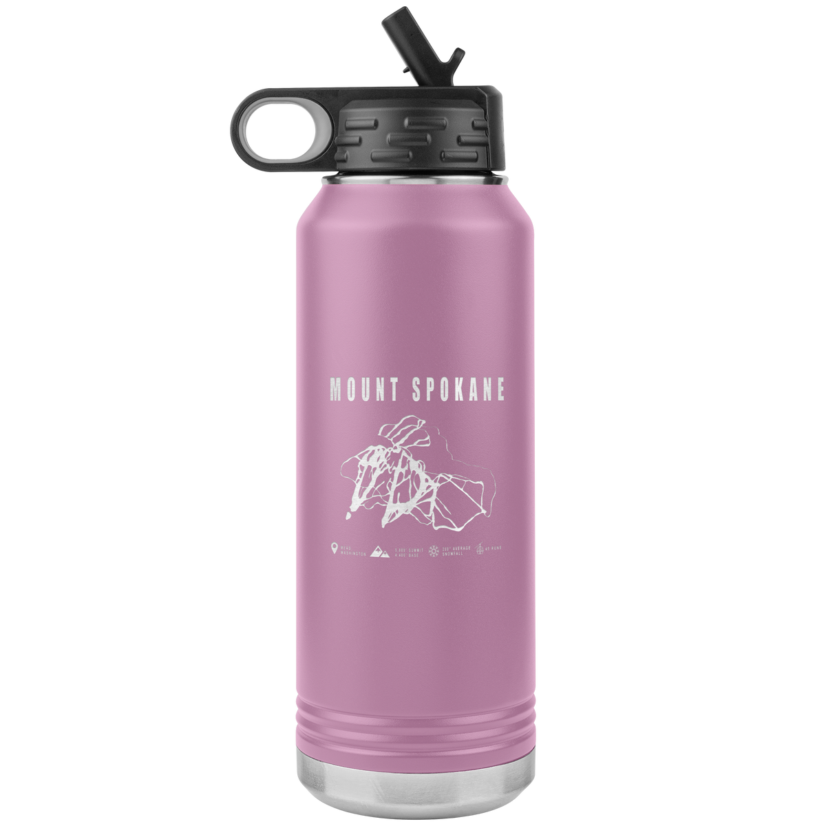 Mount Spokane, Washington Ski Trail Map 32oz Water Bottle Tumbler - Powderaddicts