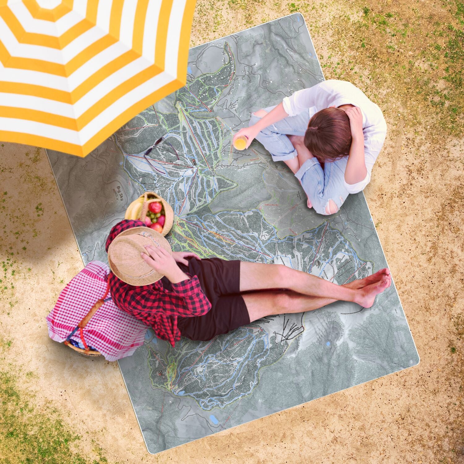 Big Sky, Montana Ski Resort Map Printed Beach Towel - Powderaddicts