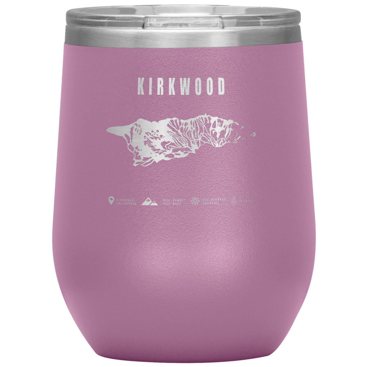 Kirkwood, California Ski Trail Map Wine 12oz Tumbler - Powderaddicts