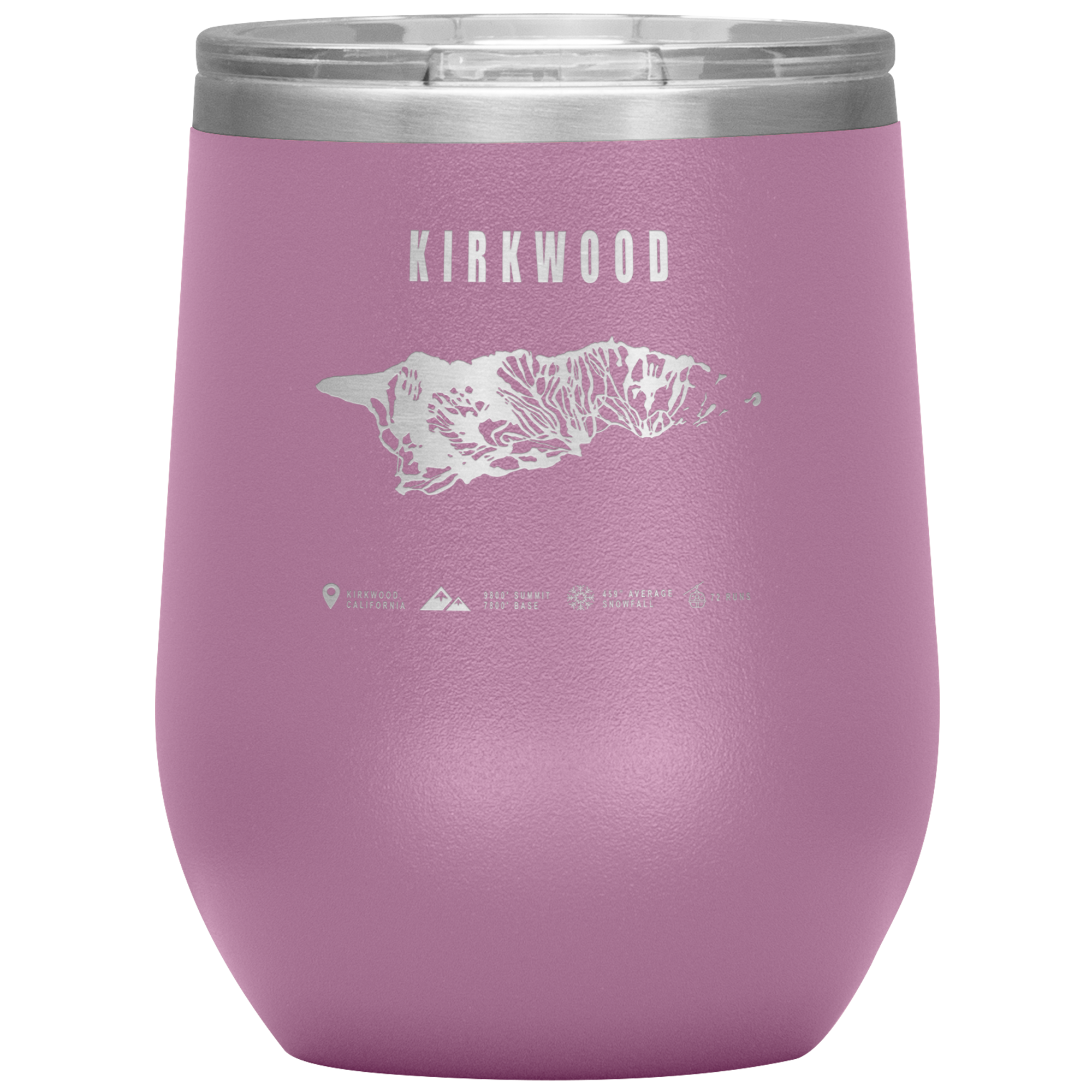 Kirkwood, California Ski Trail Map Wine 12oz Tumbler - Powderaddicts
