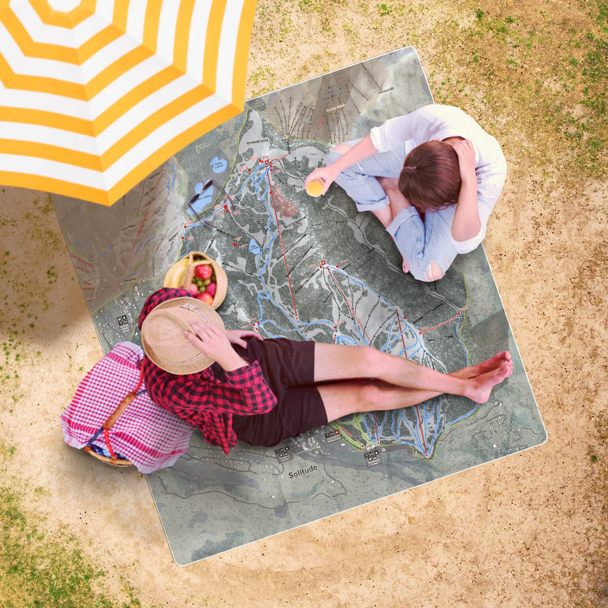 Solitude, Utah Ski Resort Map Printed Beach Towel - Powderaddicts