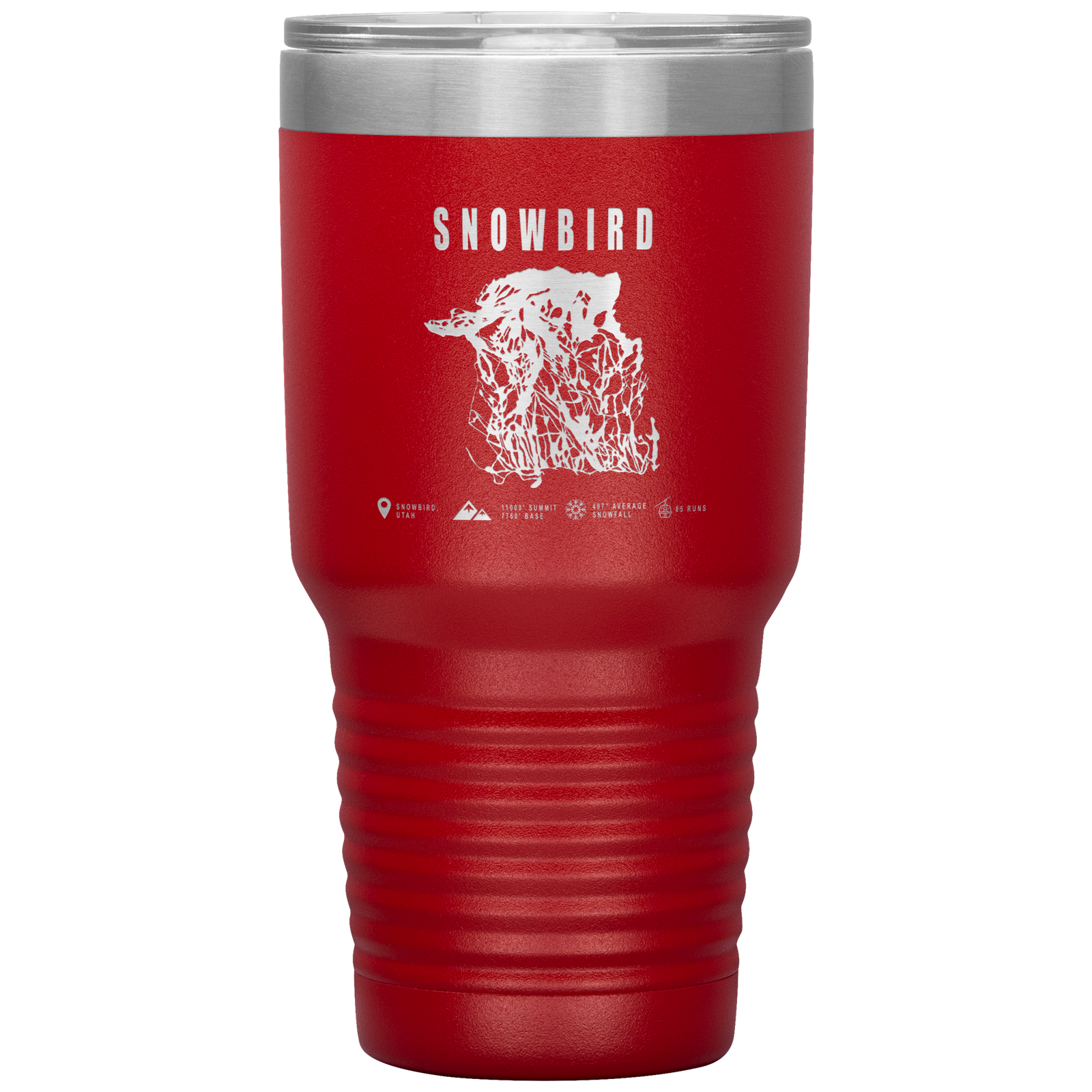 Snowbird,Utah Ski Trail Map 30oz Tumbler - Powderaddicts