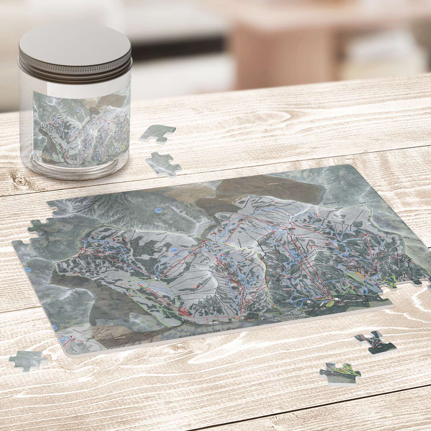 Little Cottonwood Canyon, Utah Ski Trail Map puzzle - Powderaddicts