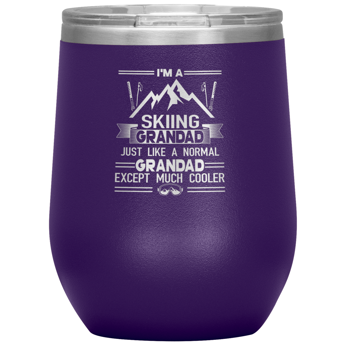 I&#39;m A Skiing Grandad Wine 12oz Tumbler - Powderaddicts