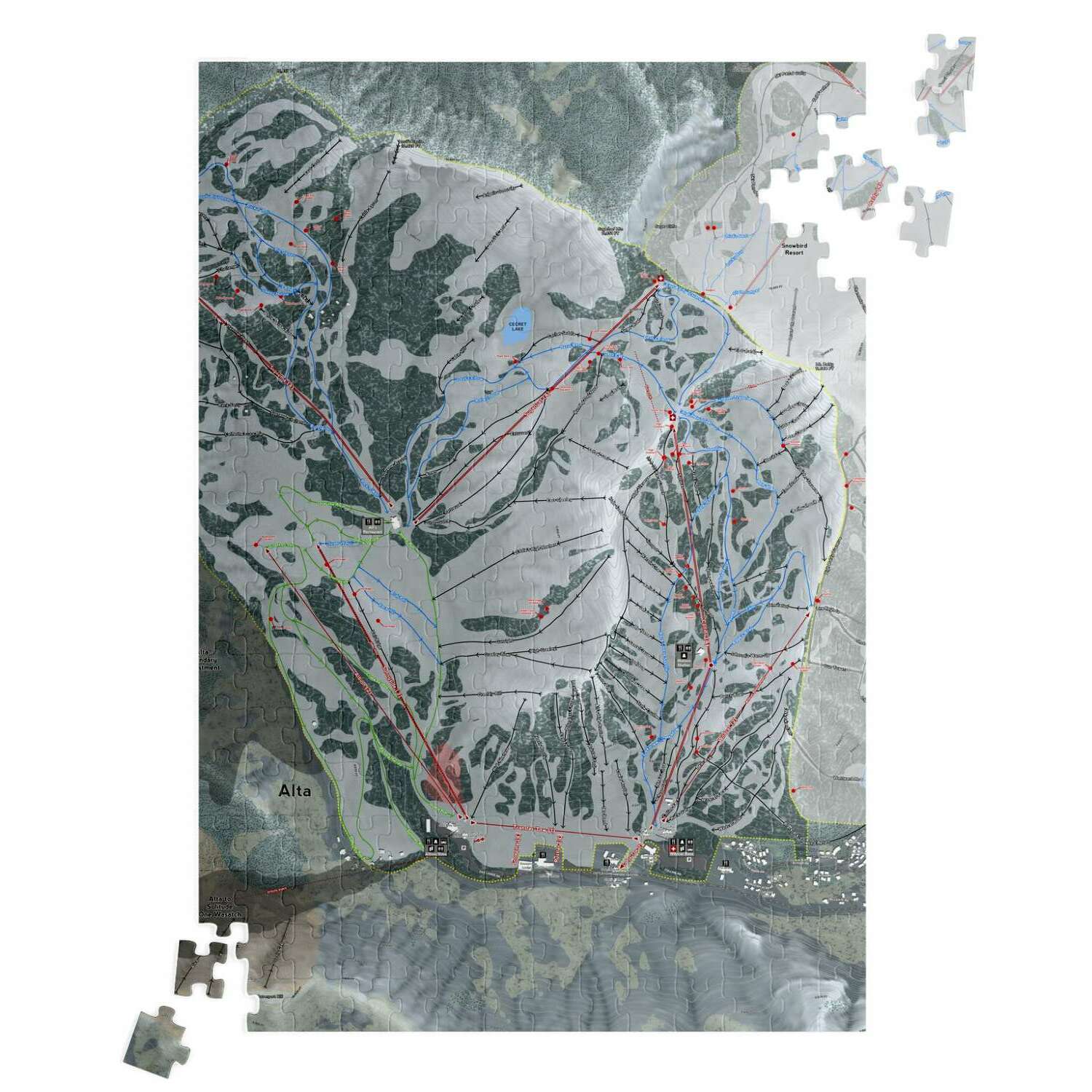 Alta, Utah Ski Trail Map Puzzle - Powderaddicts