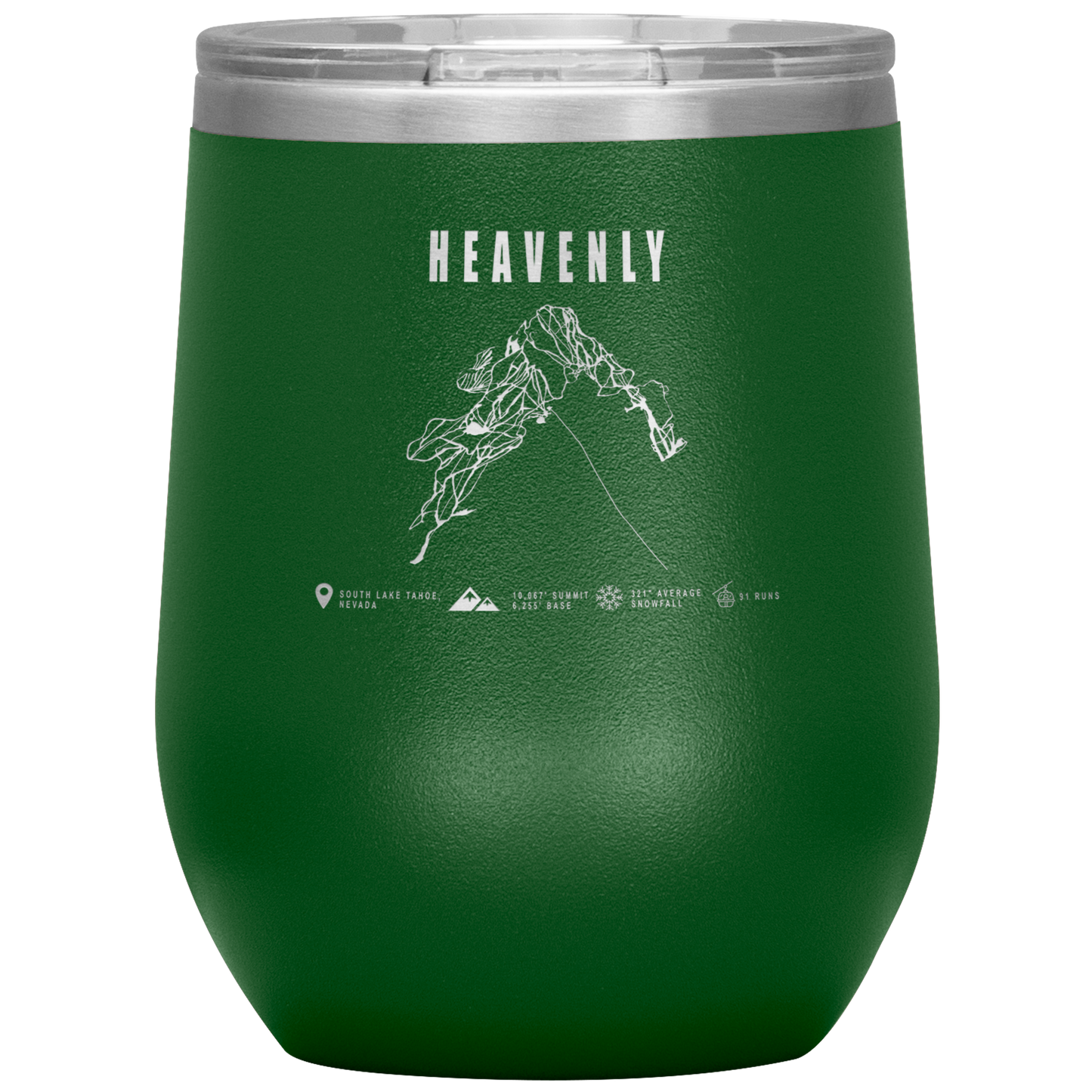 Heavenly, Nevada Ski Trail Map Wine 12oz Tumbler - Powderaddicts
