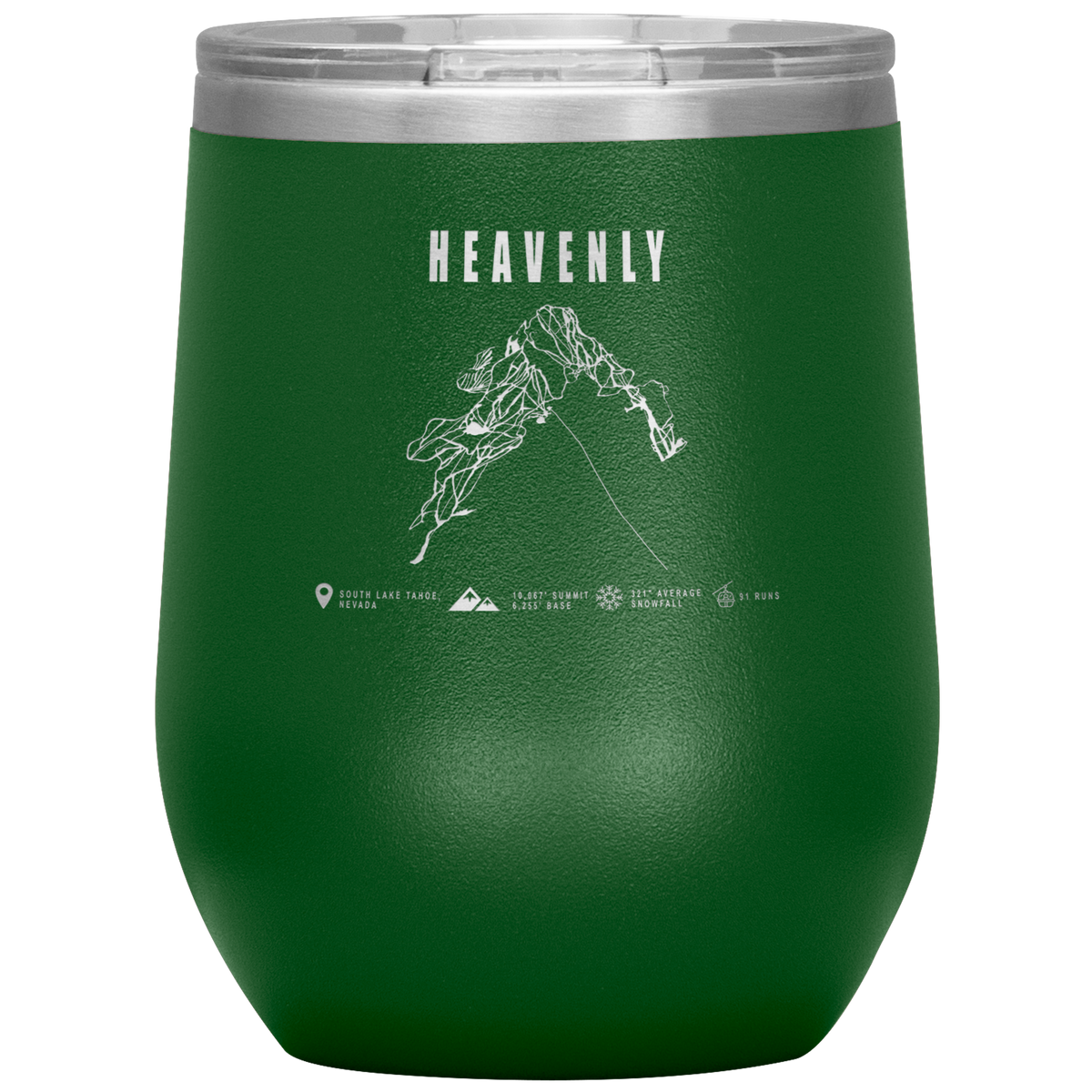 Heavenly, Nevada Ski Trail Map Wine 12oz Tumbler - Powderaddicts