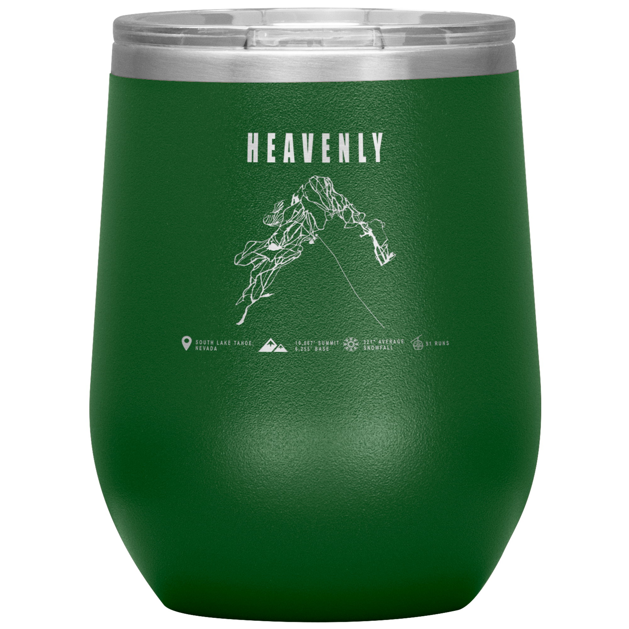 Heavenly, Nevada Ski Trail Map Wine 12oz Tumbler - Powderaddicts