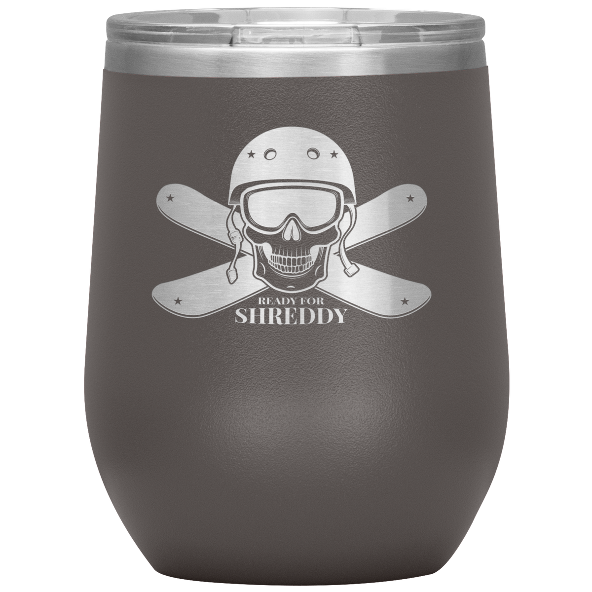 Ready For Shreddy Skeleton Skis Wine 12oz Tumbler - Powderaddicts