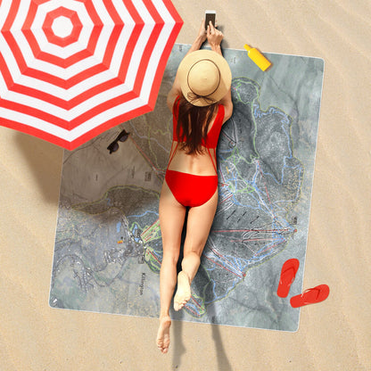Killington, Vermont Ski Resort Map Printed Beach Towel - Powderaddicts