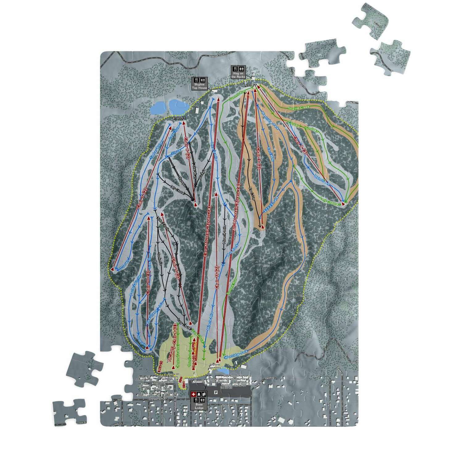 Snow Summit, California Ski Trail Map Puzzle - Powderaddicts