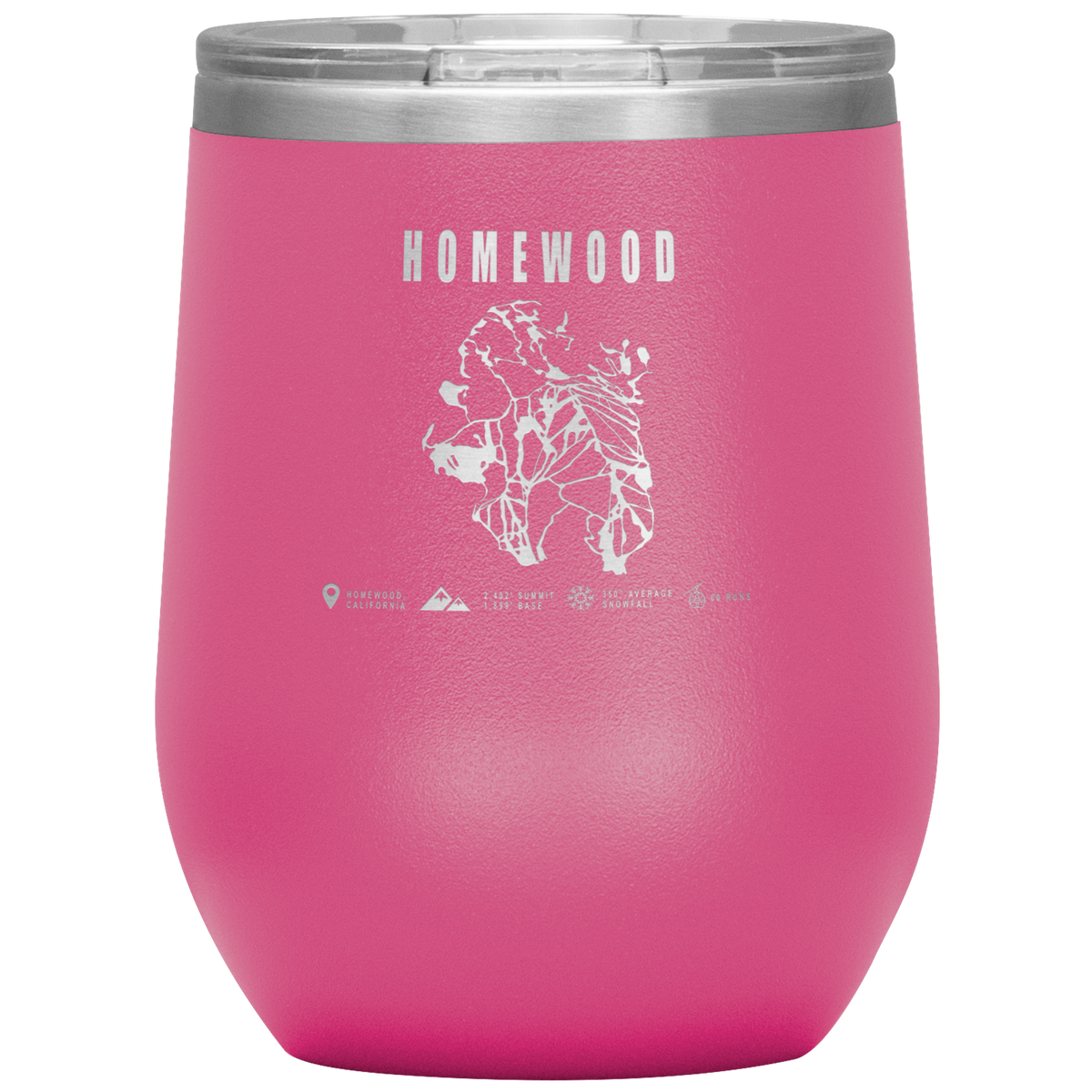 Homewood, California Ski Trail Map Wine 12oz Tumbler - Powderaddicts