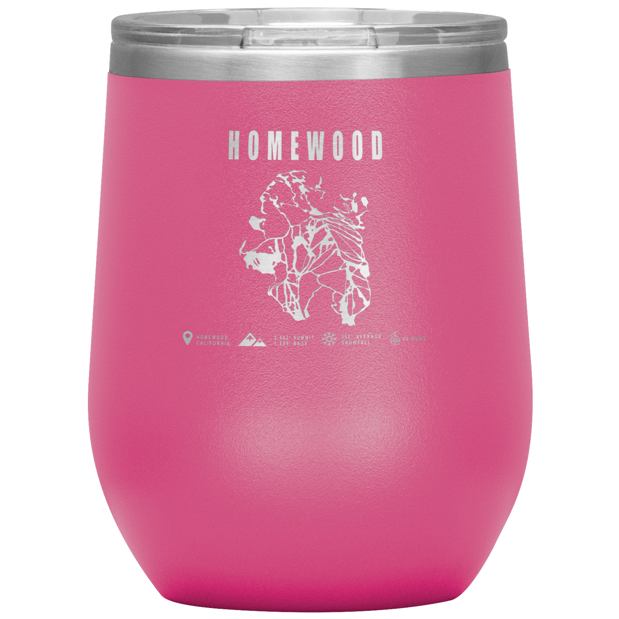Homewood, California Ski Trail Map Wine 12oz Tumbler - Powderaddicts