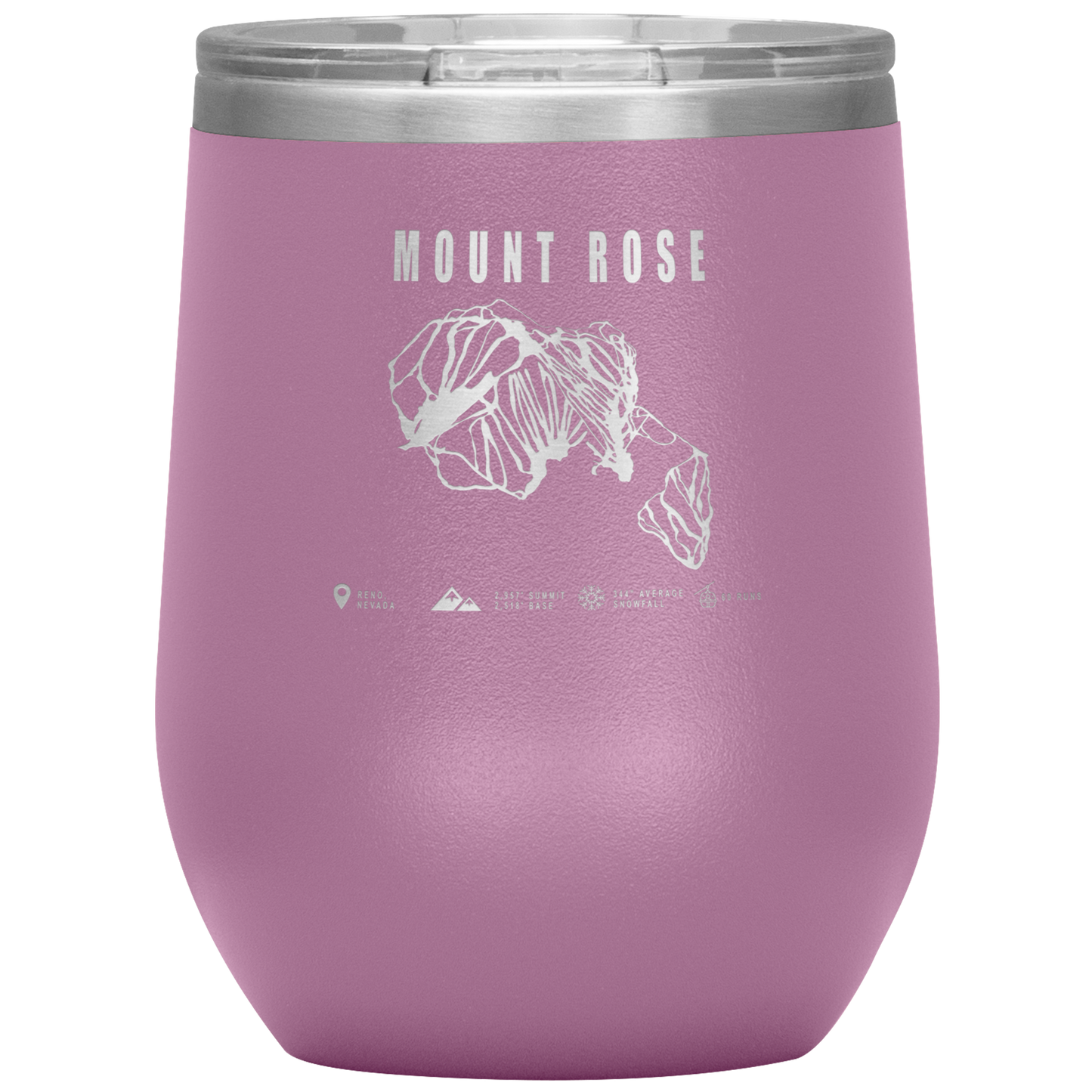 Mount Rose, Nevada Ski Trail Map Wine 12oz Tumbler - Powderaddicts