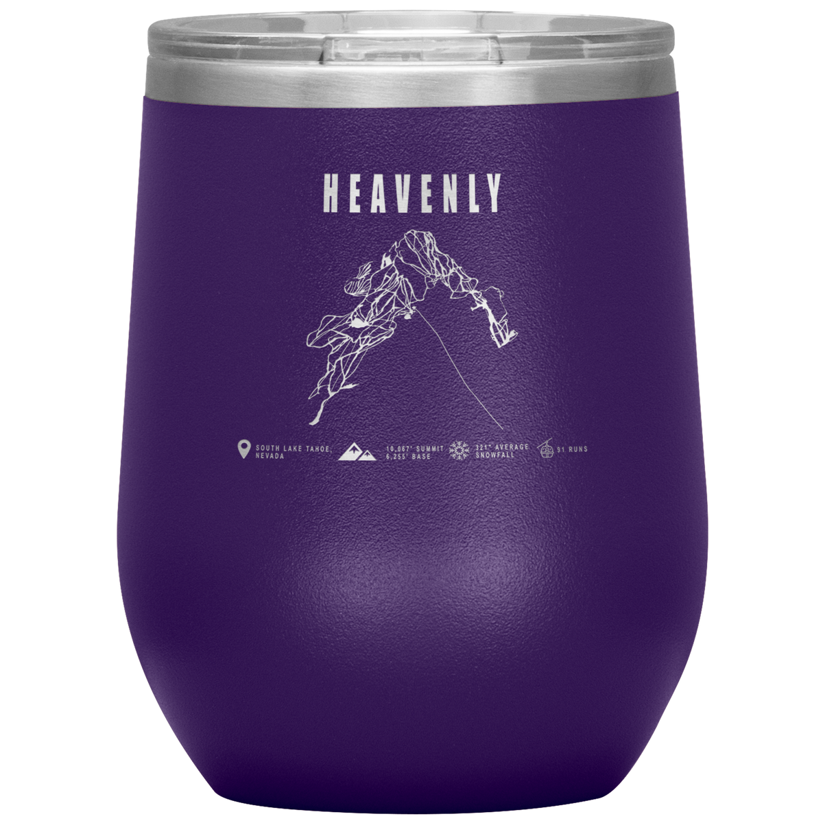 Heavenly, Nevada Ski Trail Map Wine 12oz Tumbler - Powderaddicts