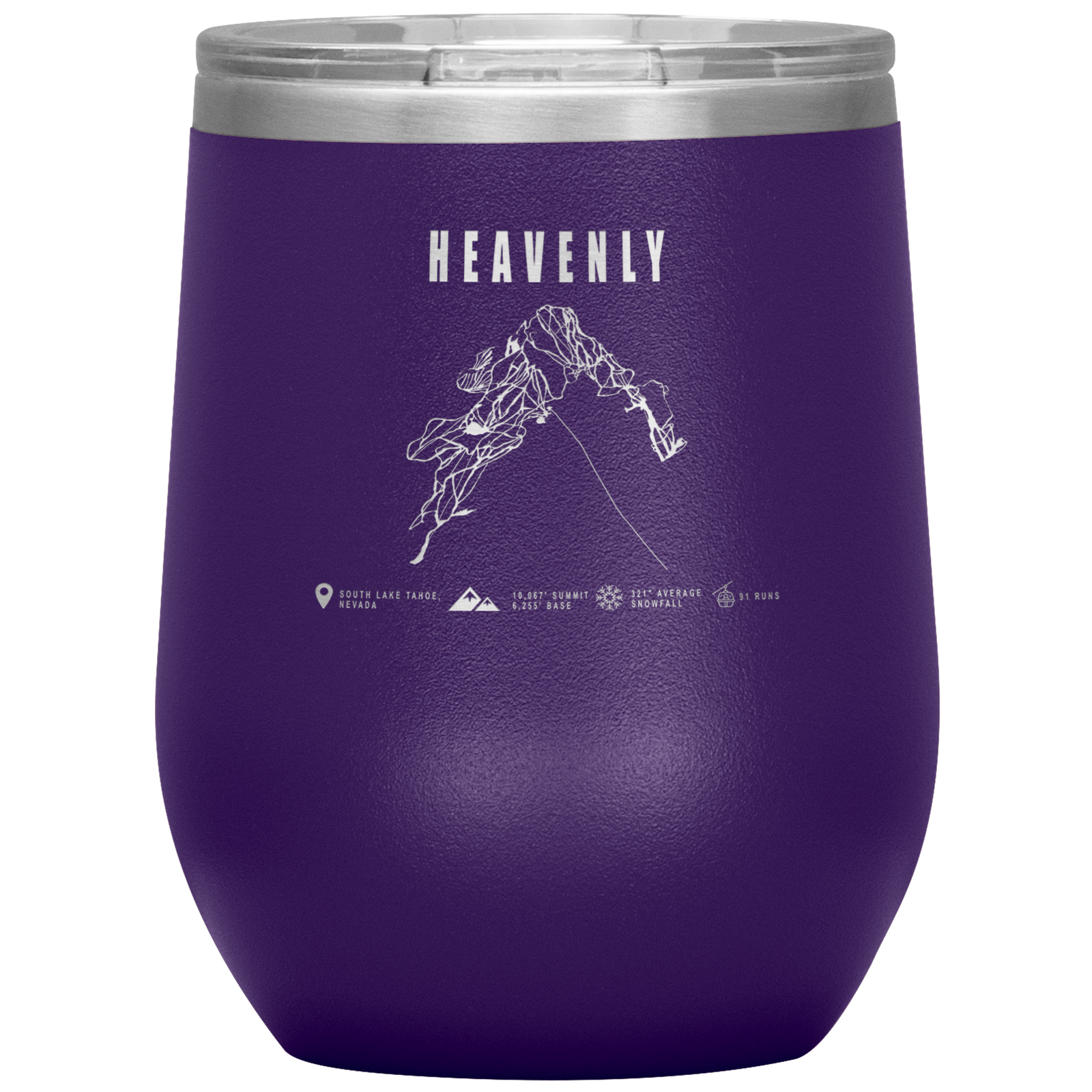 Heavenly, Nevada Ski Trail Map Wine 12oz Tumbler - Powderaddicts