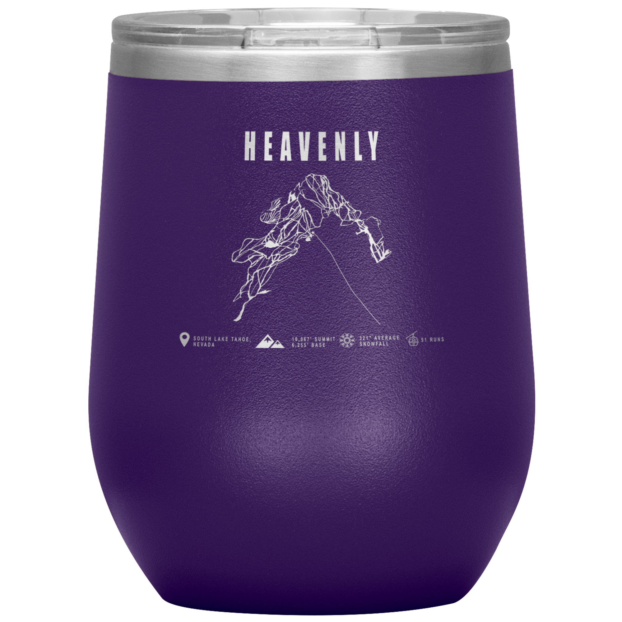 Heavenly, Nevada Ski Trail Map Wine 12oz Tumbler - Powderaddicts