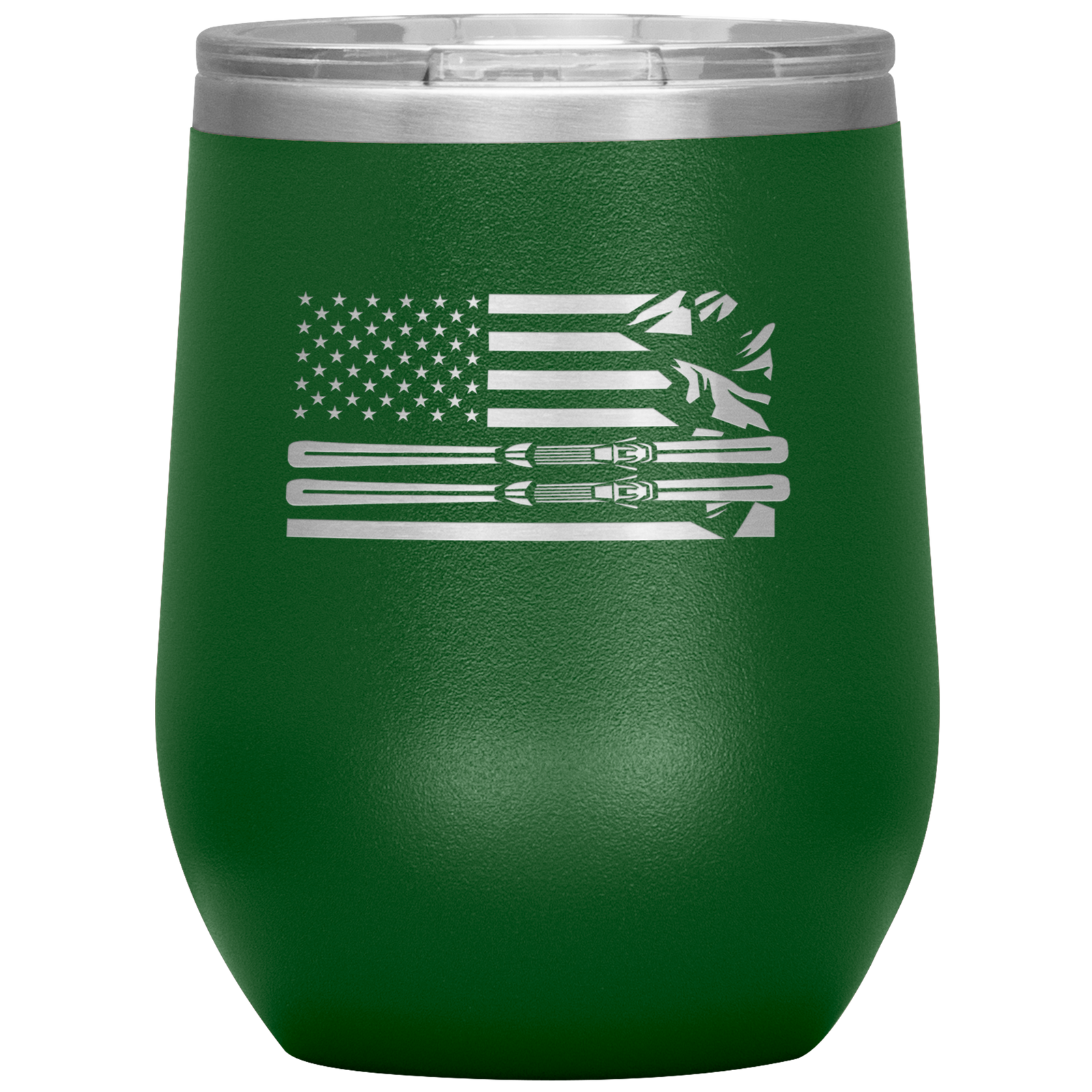 USA Ski Flag 12oz Wine Tumbler - Powderaddicts