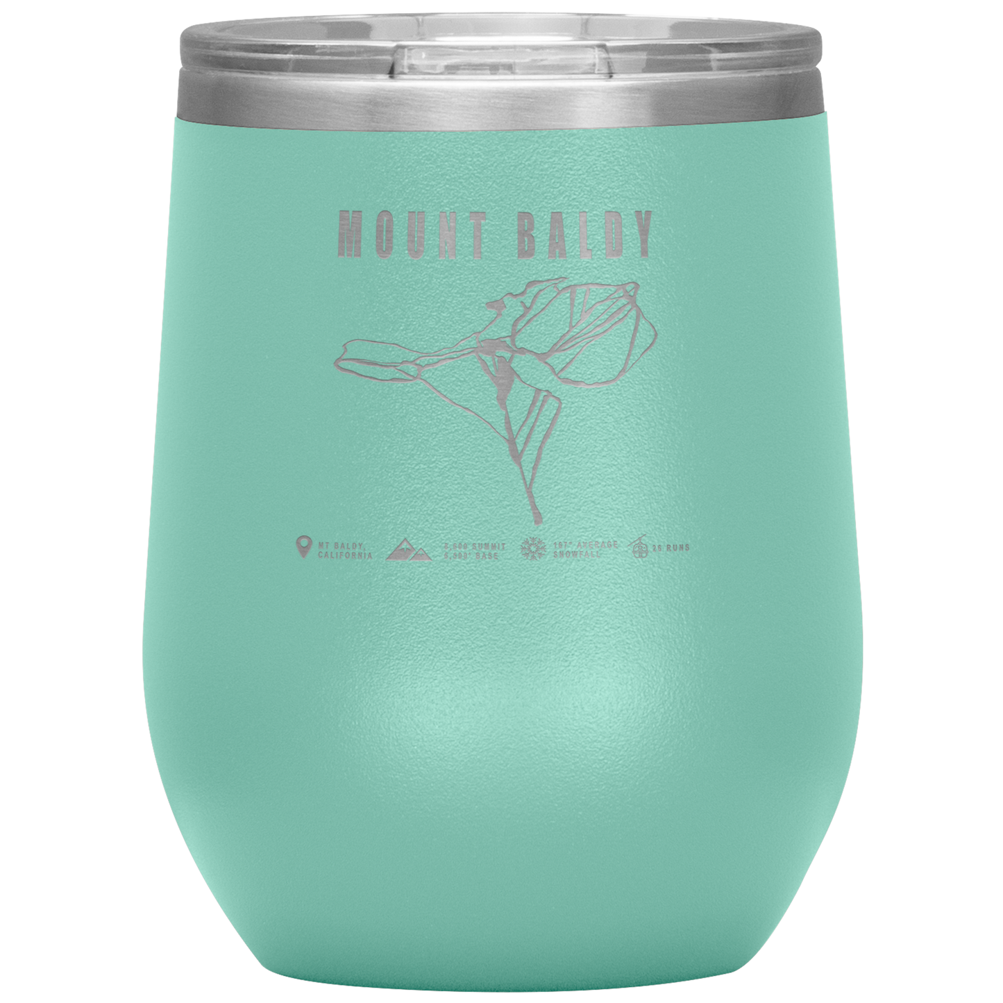 Mount Baldy, California Ski Trail Map Wine 12oz Tumbler - Powderaddicts