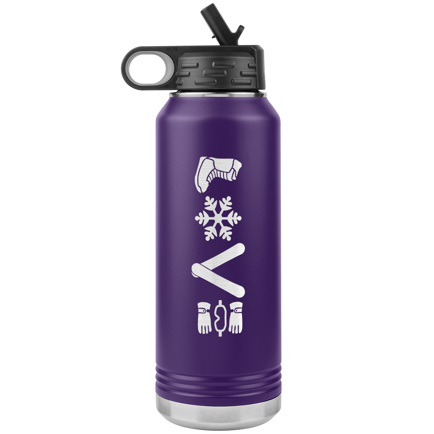 Love Snowboard Symbols 32oz Water Bottle Tumbler - Powderaddicts