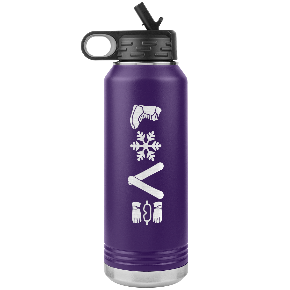 Love Snowboard Symbols 32oz Water Bottle Tumbler - Powderaddicts