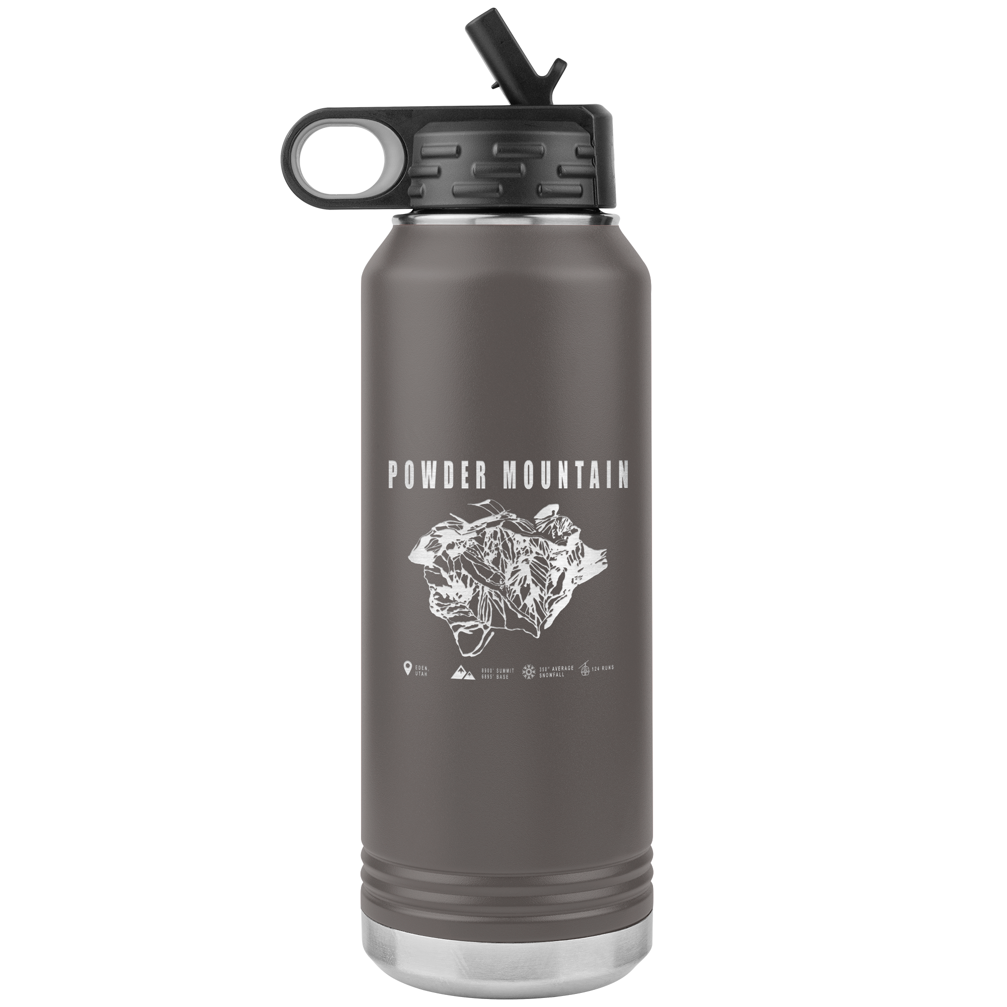 Powder Mountain,Utah Ski Trail Map 32oz Water Bottle Tumbler - Powderaddicts