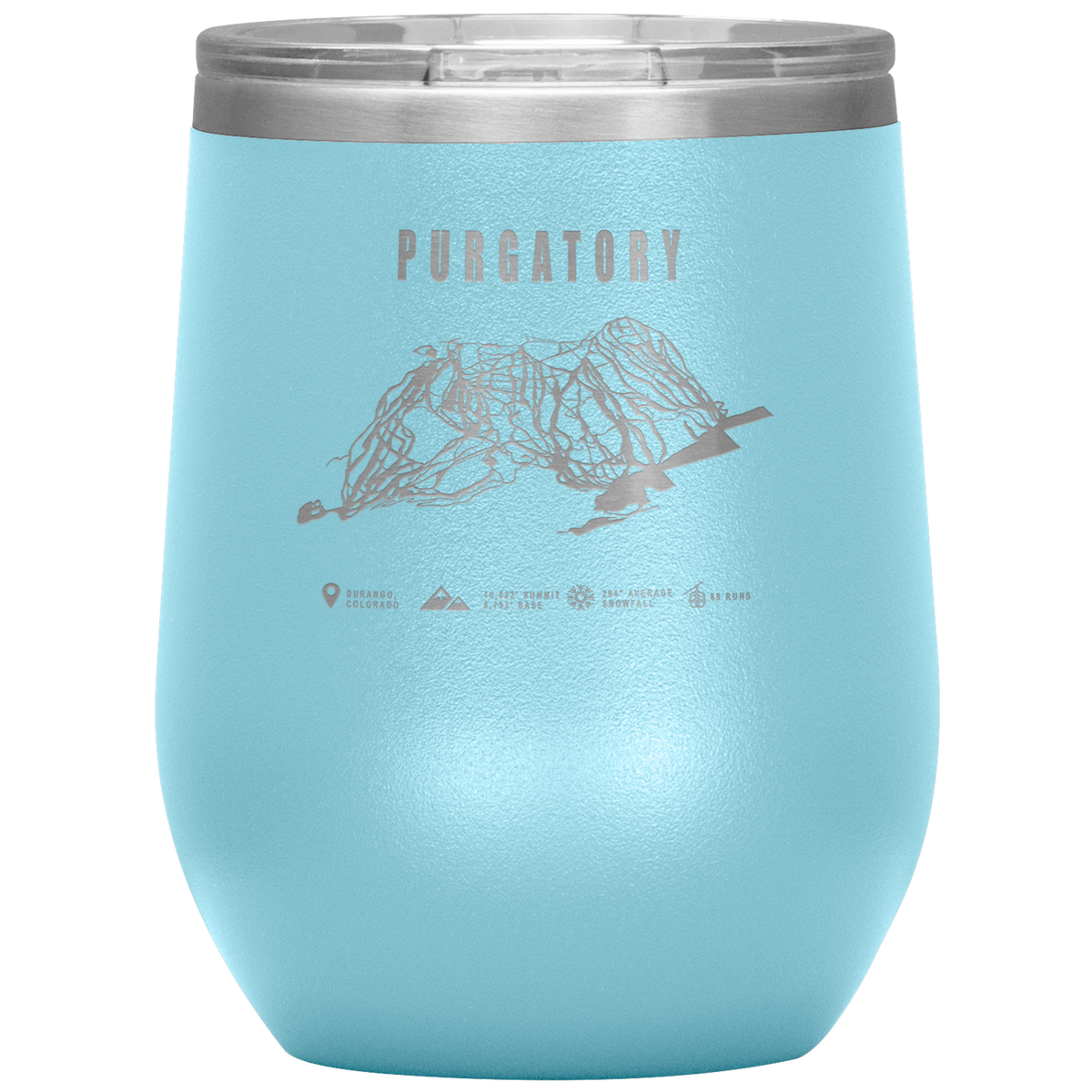 Purgatory Colorado Ski Trail Map Wine 12oz Tumbler - Powderaddicts