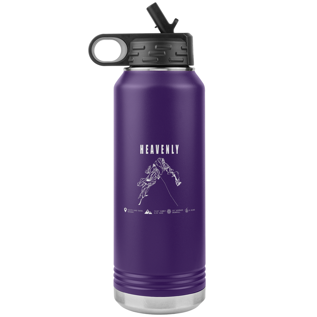 Heavenly, Nevada Ski Trail Map 32oz Water Bottle Tumbler - Powderaddicts