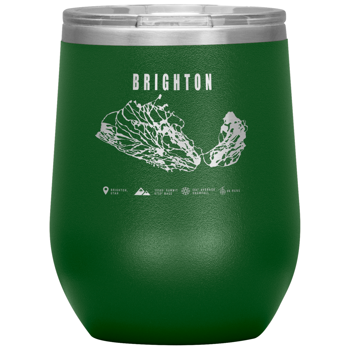 Brighton,Utah Ski Trail Map Wine 12oz Tumbler - Powderaddicts